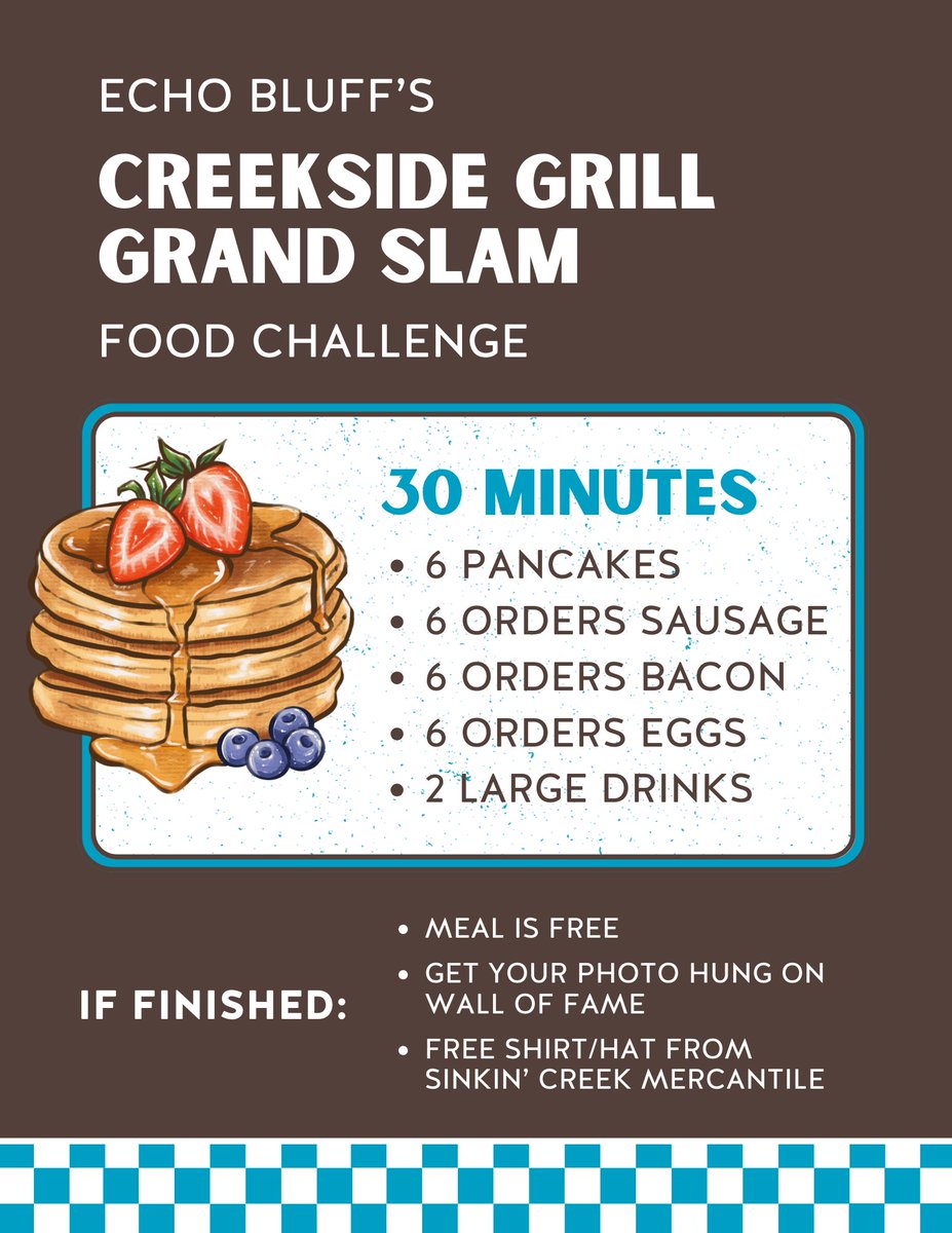 Think you can conquer the Creekside Grill's Grand Slam Breakfast Challenge? 🍳🥓 Share your success story and tag a breakfast buddy! #BreakfastChallenge #CreeksideGrill