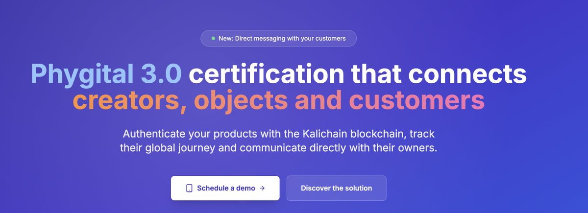Get Ready: KaliCertif 3.0 is Launching Soon! 🚀

Kalichain is set to transform product authentication with the all-new KaliCertif:
✅ Easy subscription to certify your creations faster than ever
✅ Direct purchase of NFC chips — certify your items in just a few taps
✅ Real-time