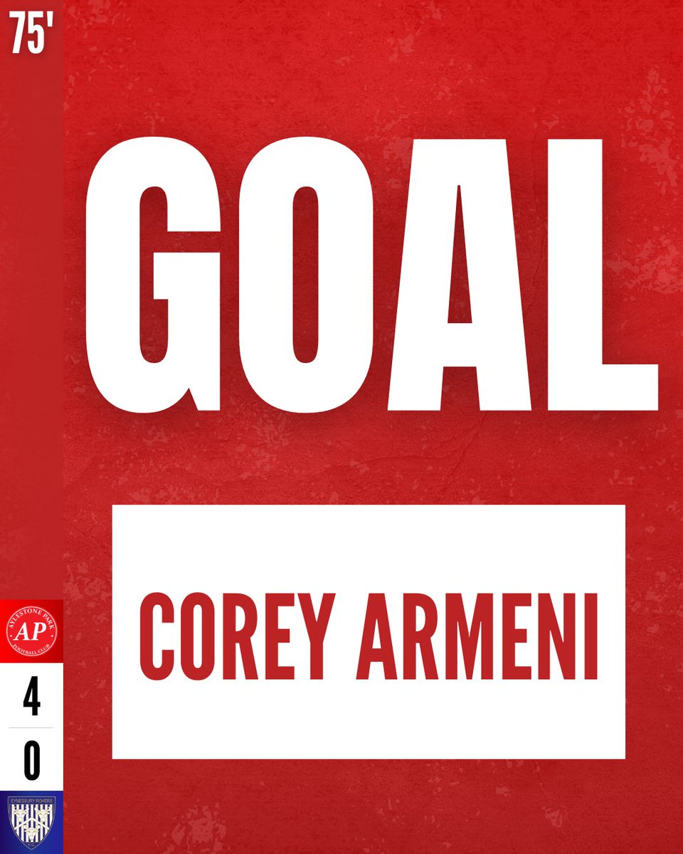officialAPFC's tweet photo. 75' | GOALLL!!!

Armeni has his hattrick! Barratt's shot falls to the feet of Armeni who controls it, shifts the ball into his left foot and finds the back of the net from inside the area.

APFC 4 - 0 ERFC

#AylestoneParkFC #UpThePark #TheReds https://t.co/mIdSmFOxfM