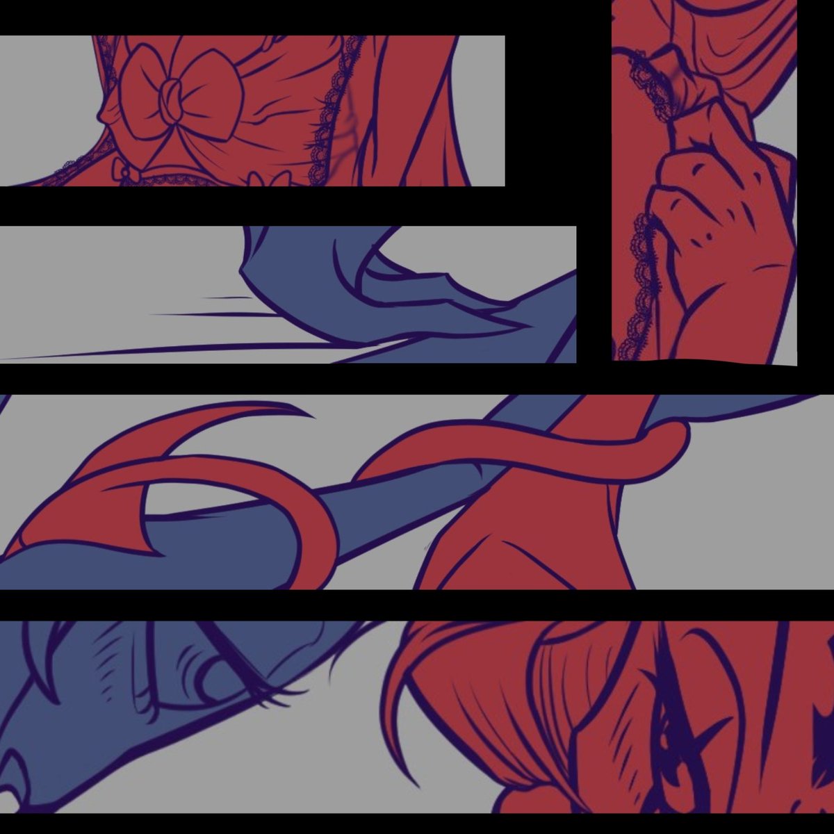 A little teaser of my latest entry for the Fem Blitz event.
It was supposed to be just an outfit... but while looking for lingerie references, things got way more suggestive 😏.
(Still a WIP! Hope to have it ready for tomorrow 😘... Thanks for waiting).

#femblitzweek #wip"