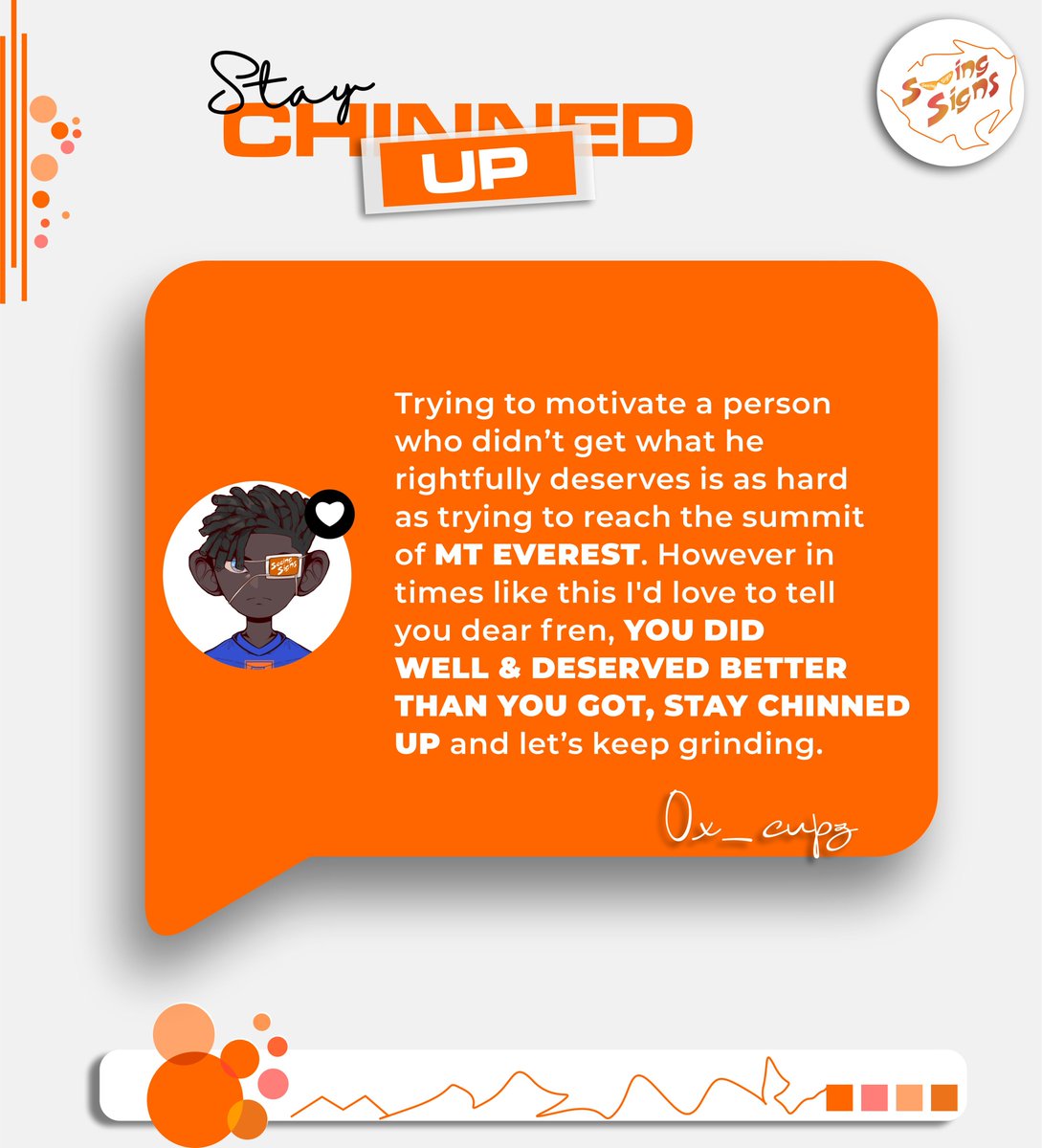 0X_CUPZ's tweet image. Hey signee @sign i know it hurts that your contributions weren't spotted by the algorithm, no time to sulk or cry over spilled milk. I also didn't get any alloc' despite putting out several contents.

However, we mustn't dwell on bad days like this, we just gotta keep moving! 🧡