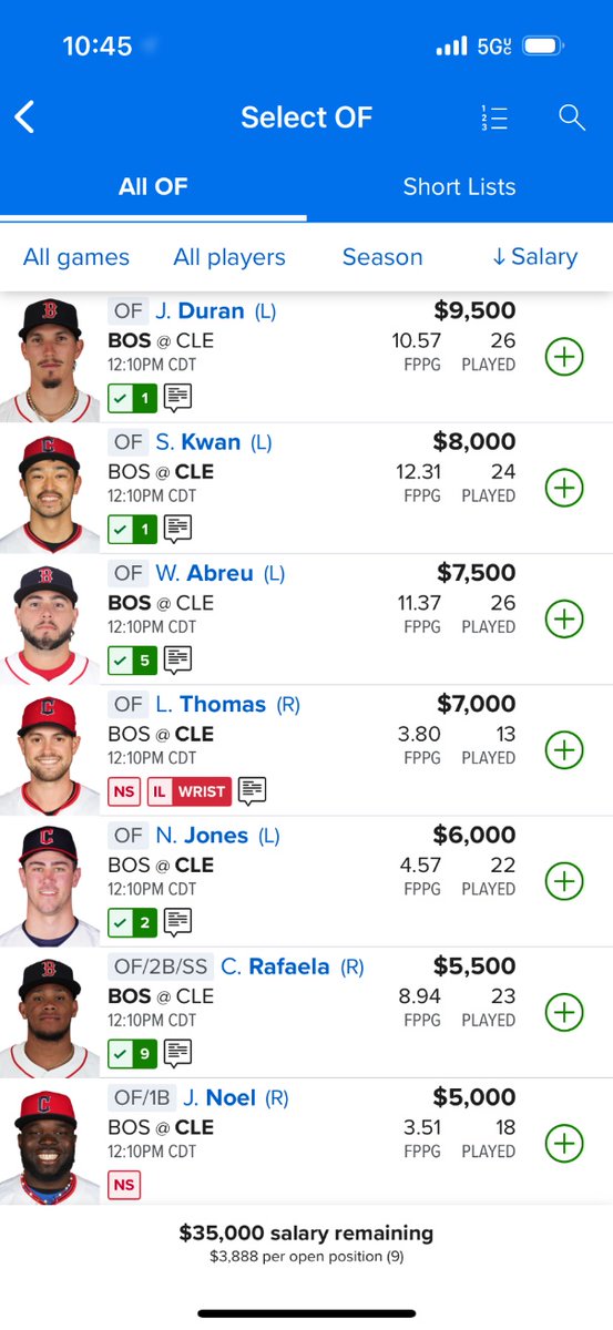 audibles's tweet photo. @FanDuel_Support What is going on with BOS/CLE OF salaries on the early slate? DH trip y’all up? https://t.co/Bah3BKQUvL