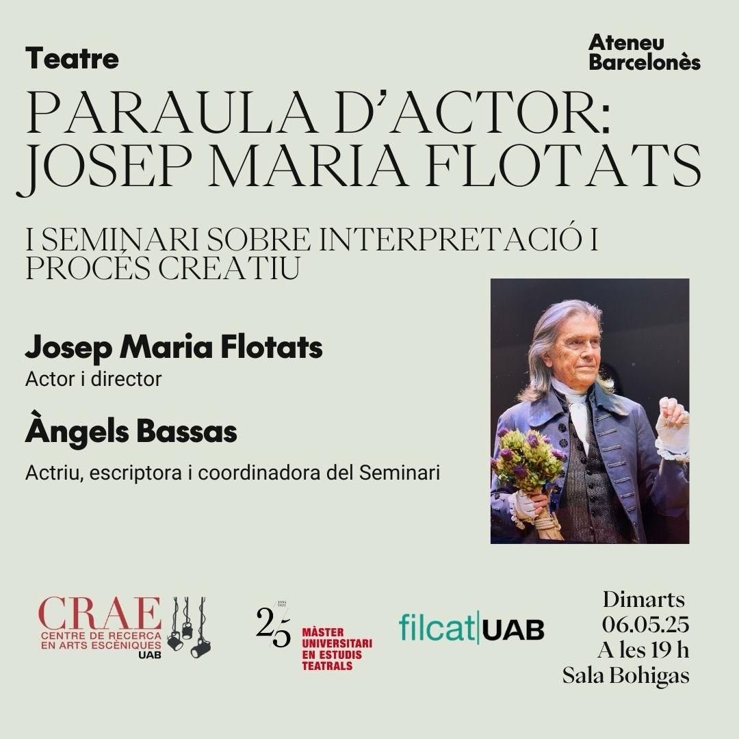 👀 Com és l’ofici d’actor?

🗣️ En parlarà a l’Ateneu Josep Maria Flotats en conversa amb Àngels Bassas

🗓️ Dimarts 6 de maig
🕢 18.30h