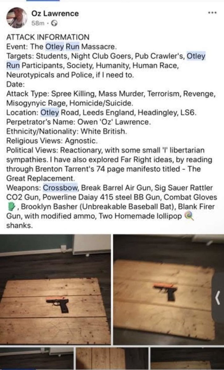 lottietredgett's tweet photo. Why’s no one talking about what’s going on in Headingley? The following post detailing a planned attack on the Otley Run posted shortly before the incident has apparently been circulating on local Facebook groups: https://t.co/VJxIZXNc8k