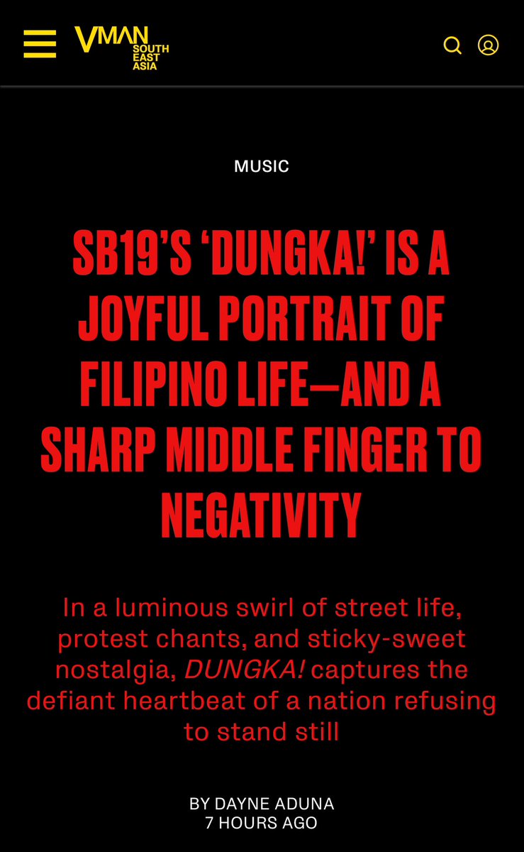 jorgesnic's tweet photo. “In an era when many artists aspire to cross borders by sanding down their cultural particularities, SB19 does the opposite. They dig deeper. And somehow, in doing so, they make their music—and their movement—feel not just national, but planetary.” - @vmansea 

SB19 IS GLOBAL.

VMAN Sea Article : https://t.co/fGwnwMr8ZX

#SB19 @SB19Official 
#SimulaAtWakasEP