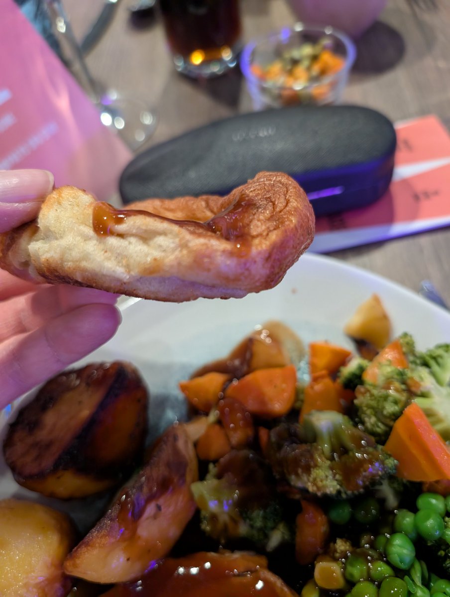 In hospitality at Wembley for the Palace v Villa game and I think I've found the saddest Yorkshire Pudding ever. <a href="/FootyScran/">Footy Scran</a>