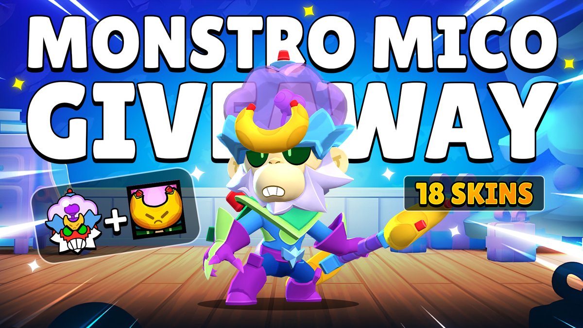 Sunny (@sunnyenough) on Twitter photo 🍌 18x Monstro Mico Skin Giveaway 🍌
Like ❤️ + RT 🔁
Follow <a href="/Sunnyenough/">Sunny</a> <a href="/Ark_BrawlStars/">Ark</a> <a href="/KennyCasts/">Kenny Barlow</a> <a href="/TravTalks/">Dec Traviss</a>
Winners will be drawn on June 7th. Good luck! 🍀
#MonstroMicoGiveaway #BrawlTalk #BrawlStars 🍌 18x Monstro Mico Skin Giveaway 🍌
Like ❤️ + RT 🔁
Follow <a href="/Sunnyenough/">Sunny</a> <a href="/Ark_BrawlStars/">Ark</a> <a href="/KennyCasts/">Kenny Barlow</a> <a href="/TravTalks/">Dec Traviss</a>
Winners will be drawn on June 7th. Good luck! 🍀
#MonstroMicoGiveaway #BrawlTalk #BrawlStars