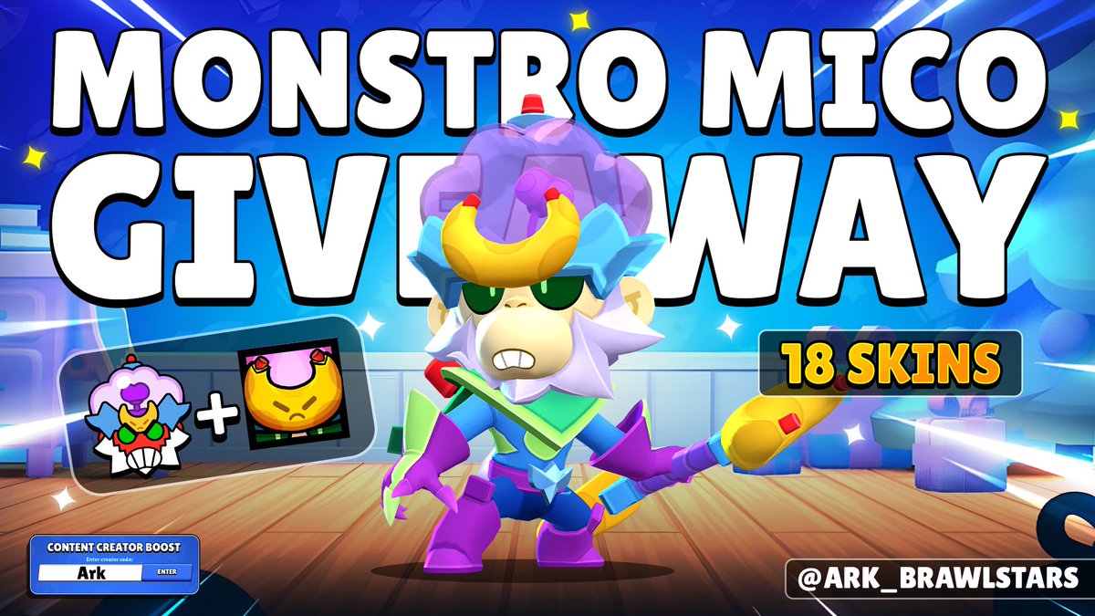 Ark (@ark_brawlstars) on Twitter photo 🍌 Monstro Mico Skin x18! 🍌
❤️ Like
🔁 ReTweet
✅ Follow <a href="/Ark_BrawlStars/">Ark</a> <a href="/KennyCasts/">Kenny Barlow</a> <a href="/Sunnyenough/">Sunny</a> & <a href="/TravTalks/">Dec Traviss</a>
Winners will be randomly drawn June 7th and prizes sent directly in-game 🥳
Good luck! 🤞🏻
#MonstroMicoGiveaway #BrawlTalk #BrawlStars 🍌 Monstro Mico Skin x18! 🍌
❤️ Like
🔁 ReTweet
✅ Follow <a href="/Ark_BrawlStars/">Ark</a> <a href="/KennyCasts/">Kenny Barlow</a> <a href="/Sunnyenough/">Sunny</a> & <a href="/TravTalks/">Dec Traviss</a>
Winners will be randomly drawn June 7th and prizes sent directly in-game 🥳
Good luck! 🤞🏻
#MonstroMicoGiveaway #BrawlTalk #BrawlStars