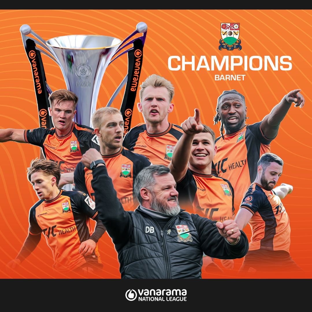 Bees are going up 🐝

Congratulations, <a href="/BarnetFC/">Barnet FC 🐝</a> 🏆

#TheVanarama