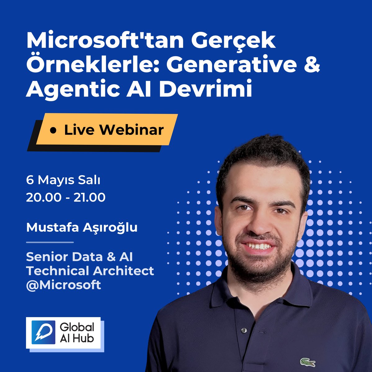 🎯 Akbank Makine Öğrenmesine Giriş Bootcamp Açılış Webinarı'nda Microsoft Senior Data &amp; AI Technical Architect Mustafa Aşıroğlu bizlerle! 🚀

Üretken yapay zeka, agentic AI ve canlı demolar!
📅 6 Mayıs | 🕗 20.00
🔗 Katılım: youtube.com/live/4kIM7xAY1…

#Akbank #Bootcamp #Microsoft