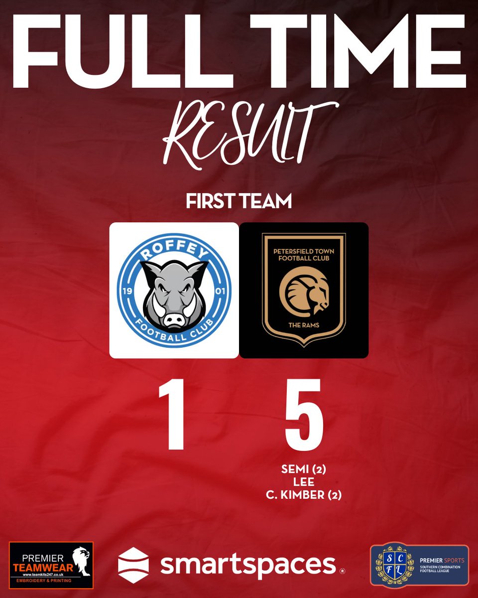 ⏱️ | 𝙁𝙐𝙇𝙇 𝙏𝙄𝙈𝙀

Roffey 1-5 The Rams 

Its a 5⭐️ performance in Horsham as we put 5 past Roffey. Rams goals from Asad Semi (2), Cal Kimber (2) &amp; Jack Lee. 

#UpTheRams

<a href="/teamkits247/">Premier Teamwear</a> 
<a href="/SmartSpacesApp/">Smart Spaces®</a>