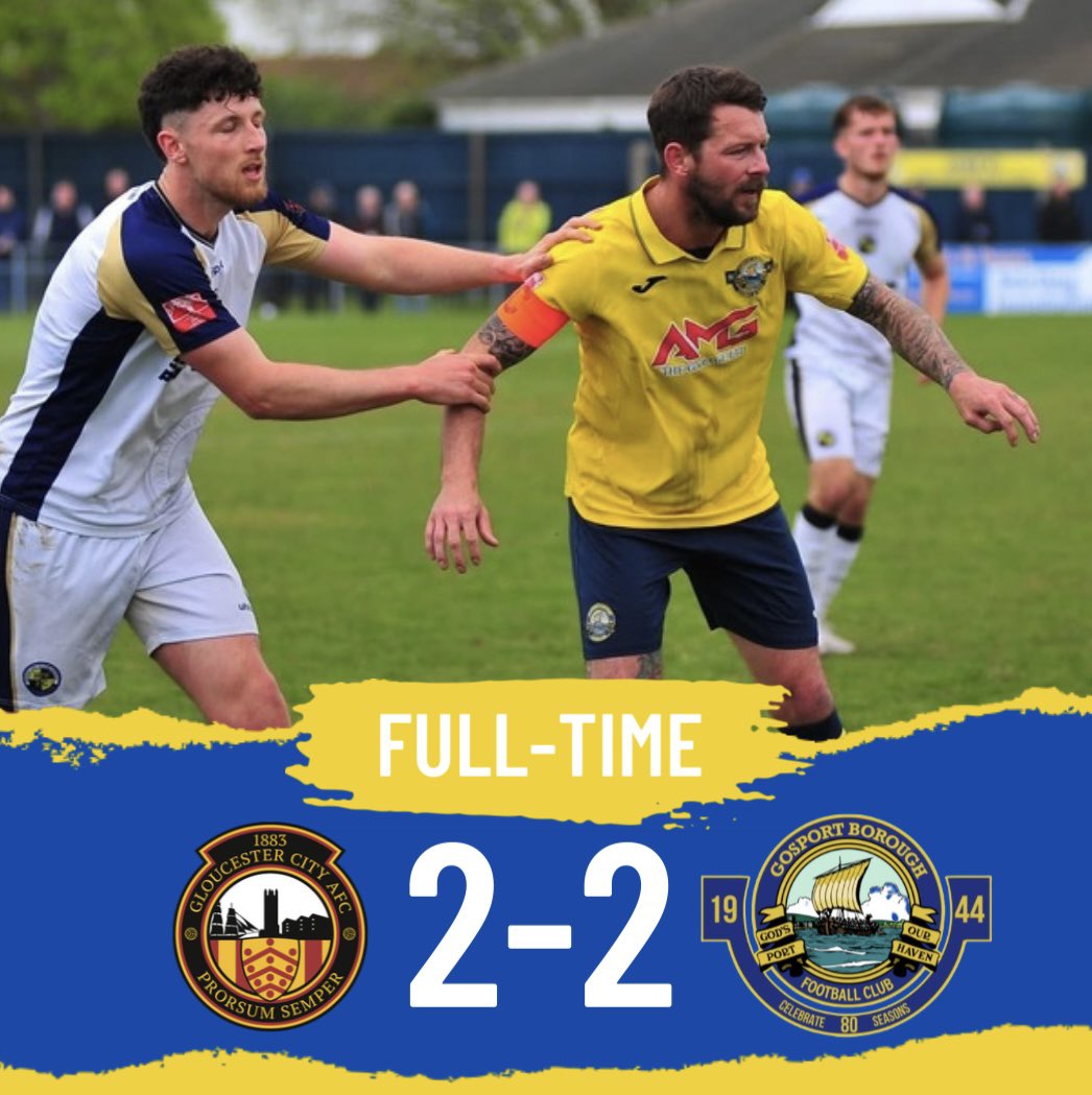 FT: Asher Yearwood’s brace means our 2024-25 campaign ends in a 2-2 draw.

We thank all the BORO’ fans for making a roaring atmosphere today. Hopefully you enjoyed that ending to the season 😉

Best of luck to <a href="/GCAFCofficial/">Gloucester City AFC</a> in the playoffs 👊

🔴 2-2 🔵 \\ #UpTheBoro