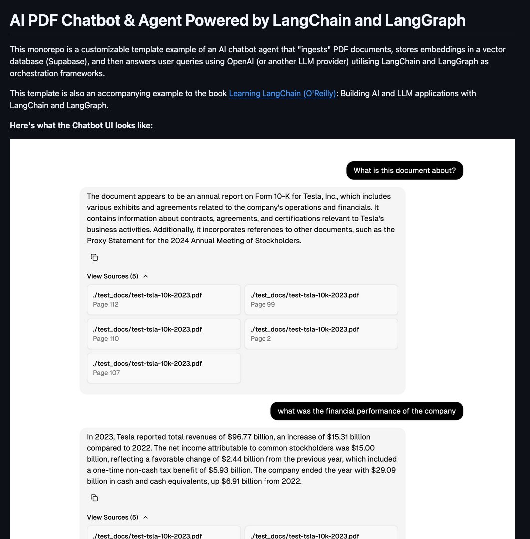 Karim Shoair (@d4vinci1) on Twitter photo ai-pdf-chatbot-langchain by <a href="/mayowaoshin/">Mayo Oshin</a>
Meet an AI chatbot agent that powers conversations using PDFs! Built with LangChain & LangGraph, it answers user queries using OpenAI & stores data in a vector database #LangChain #LangGraph #AIChatbots ai-pdf-chatbot-langchain by <a href="/mayowaoshin/">Mayo Oshin</a>
Meet an AI chatbot agent that powers conversations using PDFs! Built with LangChain & LangGraph, it answers user queries using OpenAI & stores data in a vector database #LangChain #LangGraph #AIChatbots