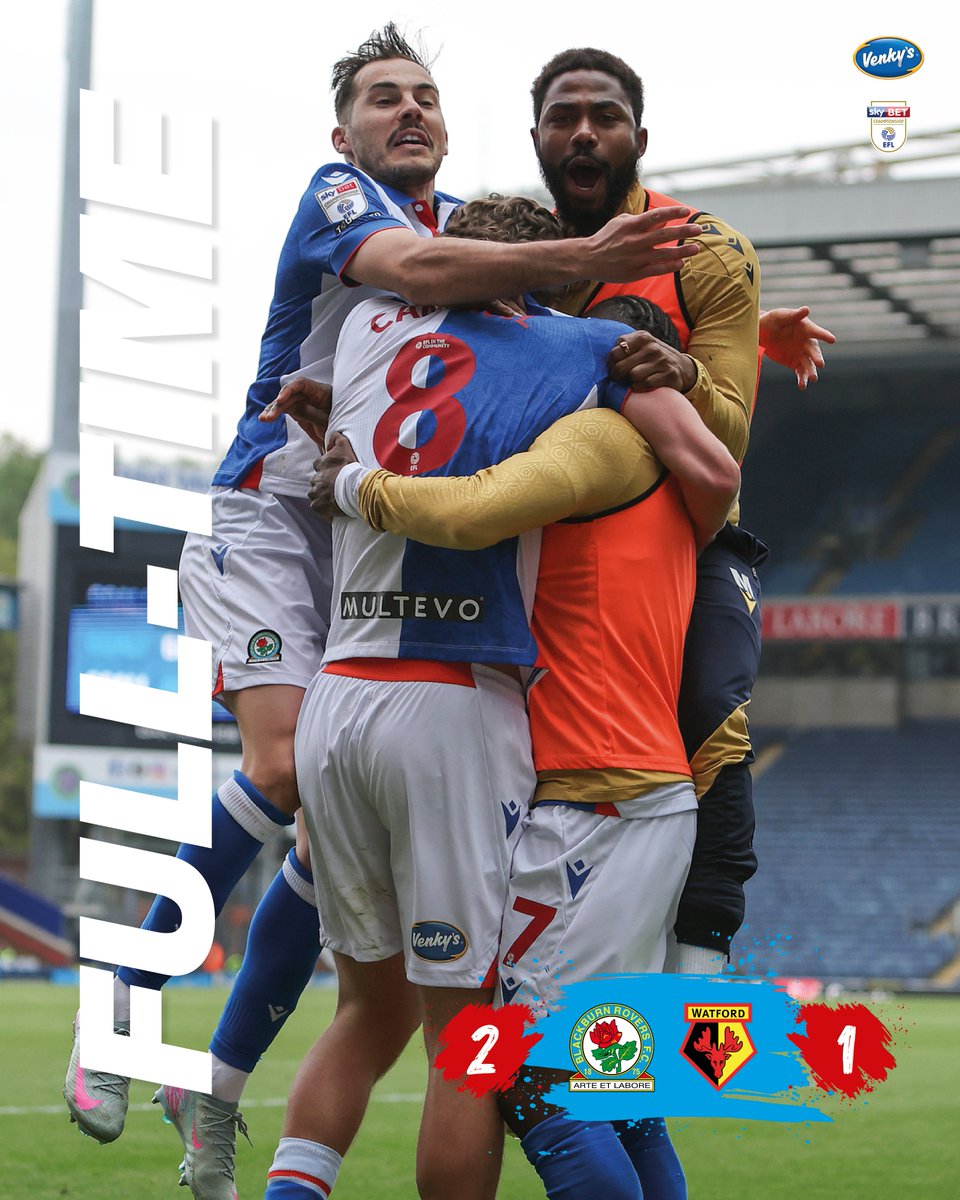 ⏱️ Full-time: 🌹 #Rovers 2-1 #WatfordFC 🐝

Our play-off hunt goes down to final day! 

#ROVvWAT 🔵⚪️