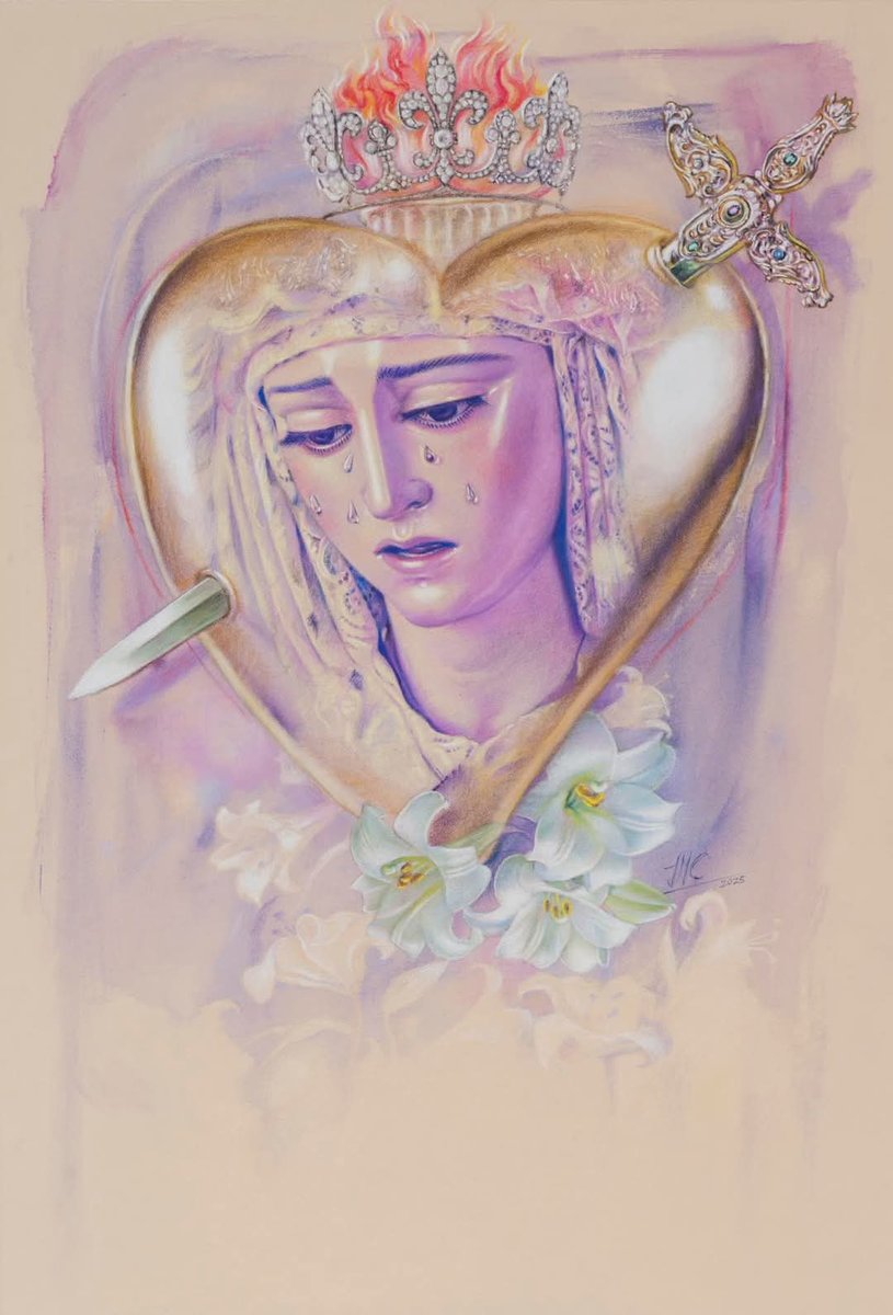 Papeleta de sitio conmemorativa de la procesión triunfal de la Coronación Canónica de Nuestra Señora de los Dolores, titular de la Hermandad de Nuestro Padre Jesús Nazareno de Arahal, obra del sevillano José Cabrera Lasso de la Vega.