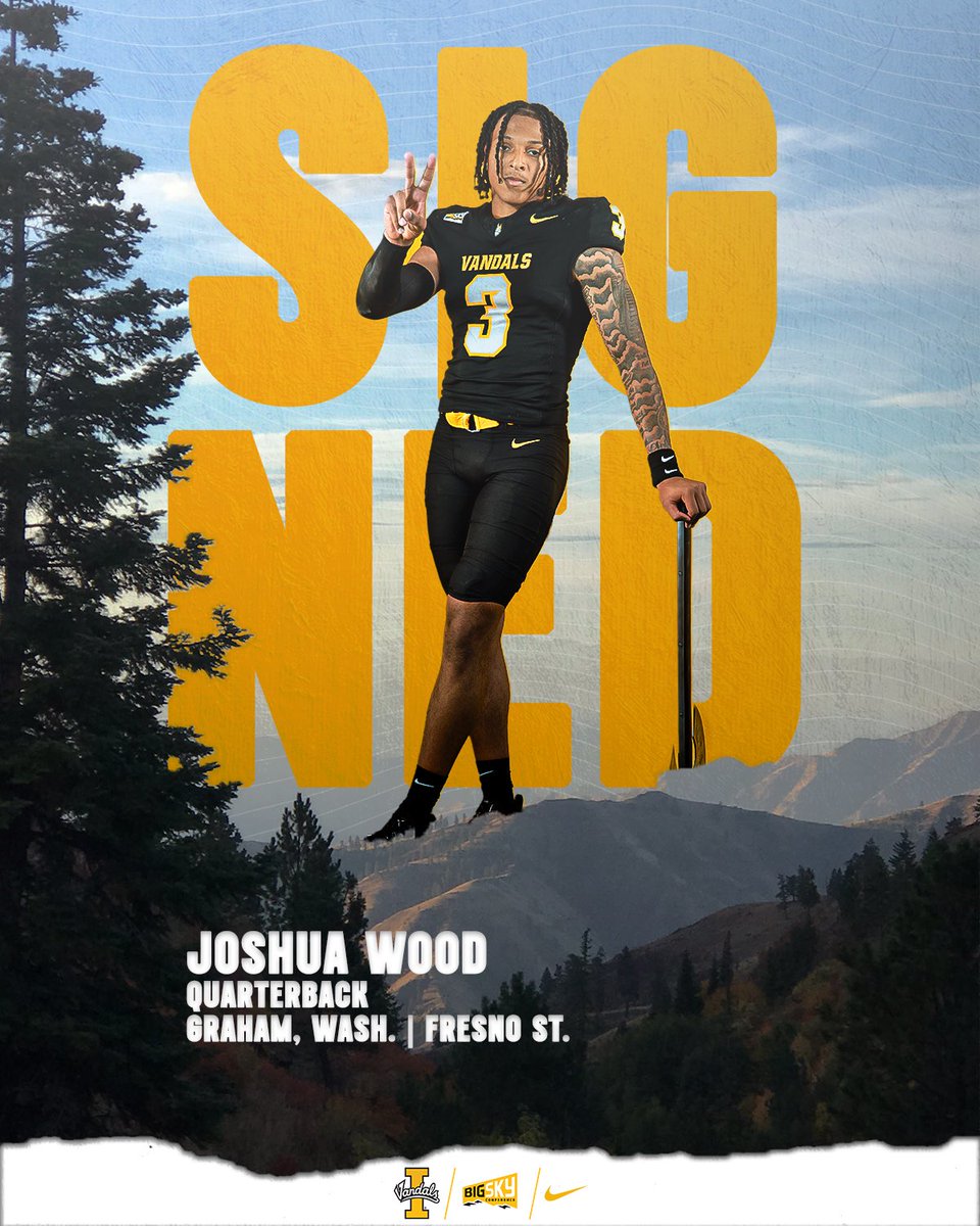 Fresno State ➡️ Idaho

Joshua Wood, welcome to the Vandal Family ✌️