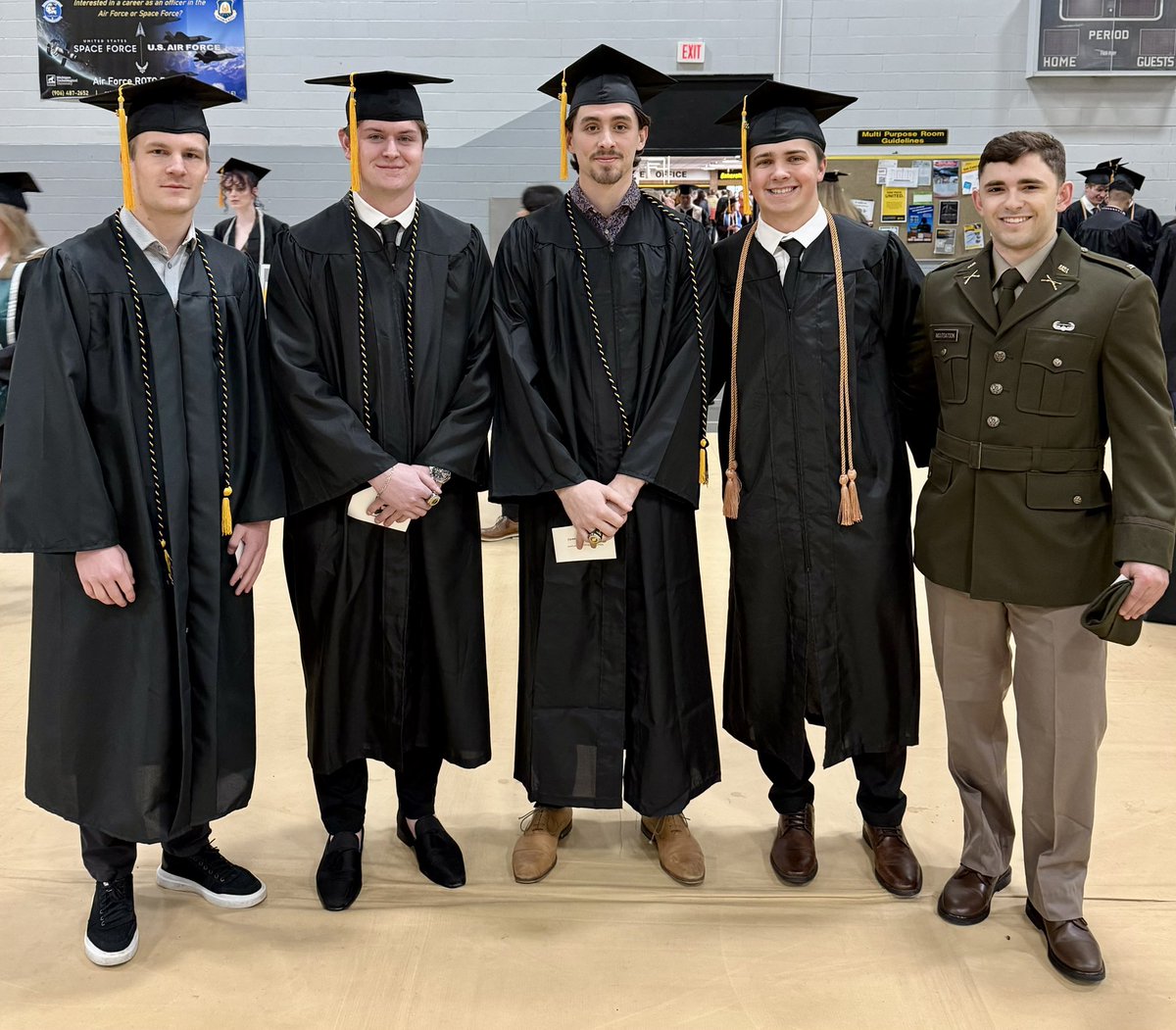 Congrats to the members of our program who walked today at graduation. Left to right: Alex Nordstrom, Trevor Russell, Marcus Pedersen, Milo Schaefer and Christian Moutsatson. #mtuhky #FollowTheHuskies