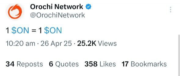 💥 Orochi Network Mining Airdrop 🪂

✅️ 1 $ON Points = 1 $ON Token

Comment how many $ON Token you have? 👇

#orochi #CryptoNews