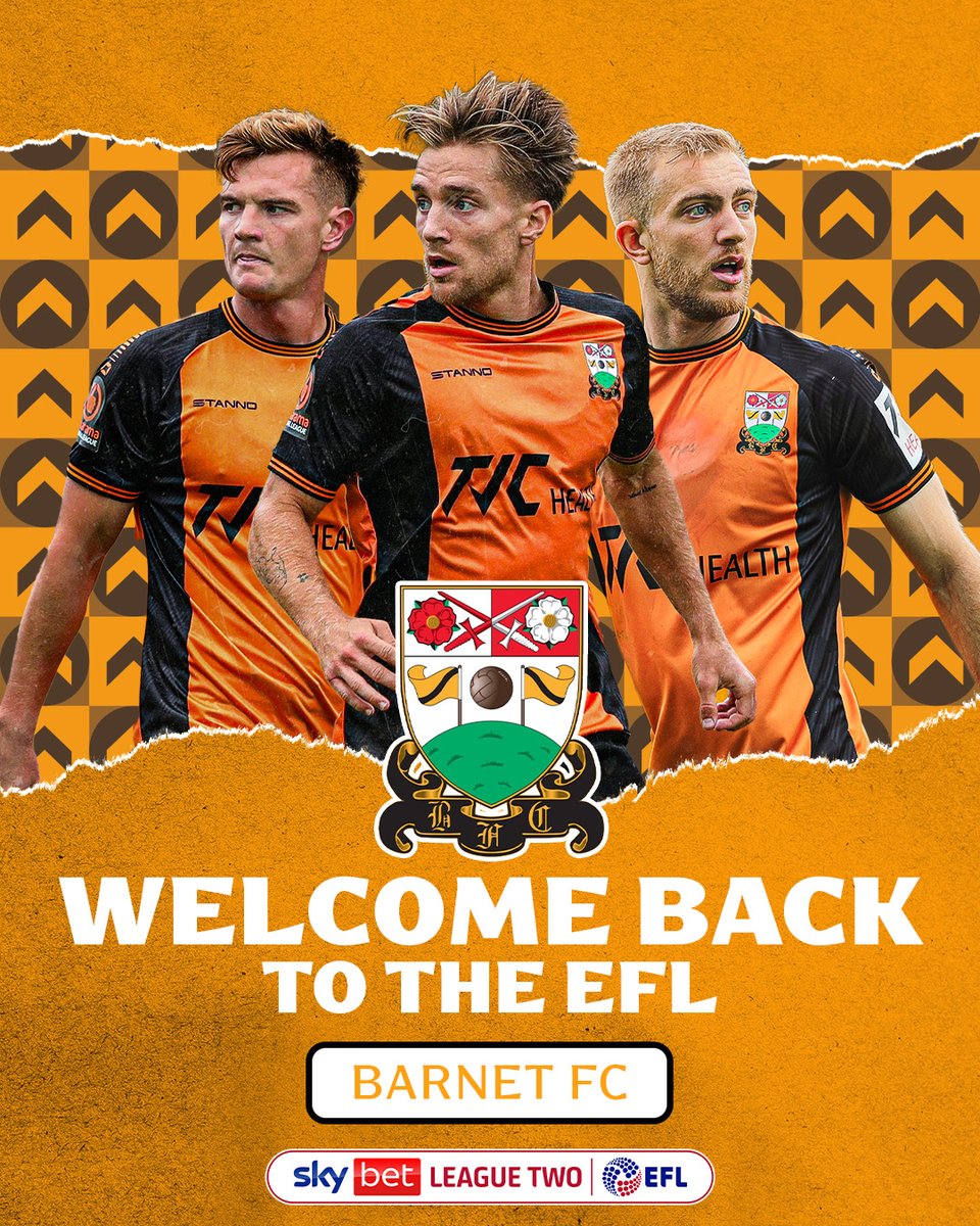 👋 <a href="/BarnetFC/">(C) Barnet FC 🐝</a> are back in the #EFL 👊