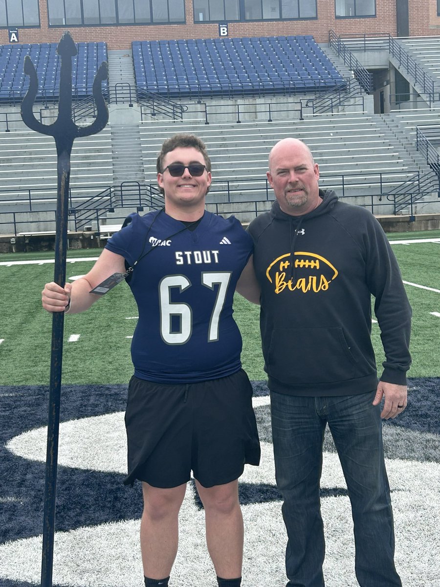 Thank you again to <a href="/CoachDeBo76/">Derek Branch</a> and <a href="/UWStoutFootball/">UW-Stout Football</a> for the Junior day I had an awesome time learning about the school and program.
<a href="/CoachHalder/">Ben Halder</a> 
<a href="/ByronMNFootball/">Byron Bears Football</a>