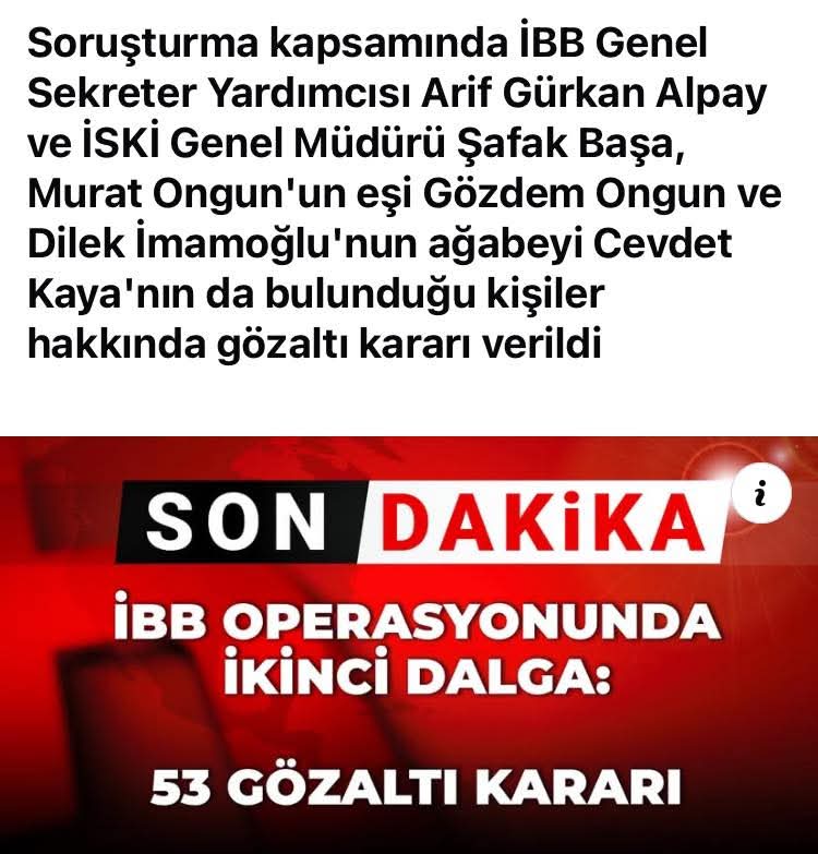 İbb operasyonunda 53 yeni gözaltı. İsimler Dikkat çekici 
#yolsuzluk
#ekremimamoğlu #deprem  #sondakikahaber