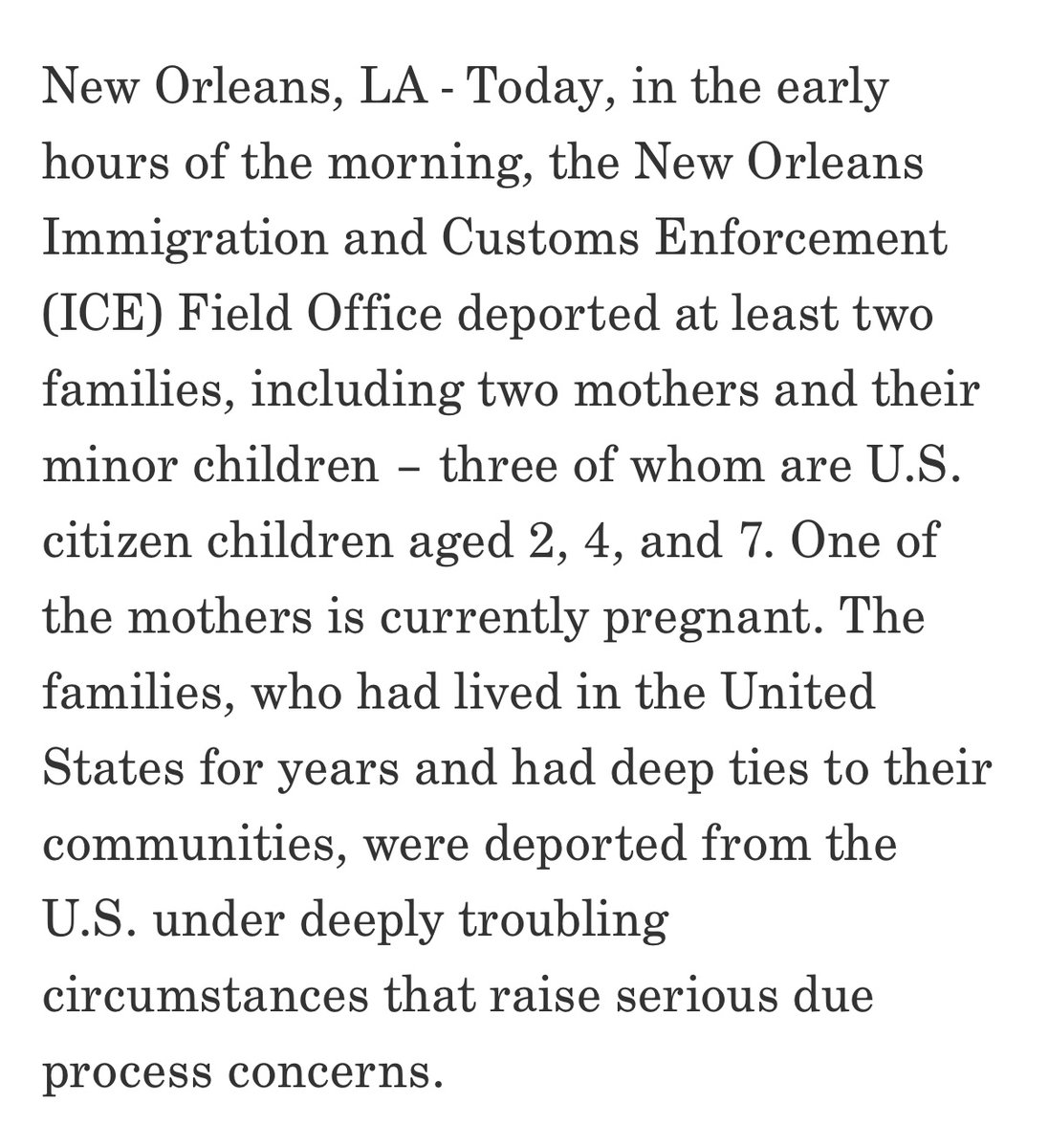 According to the ACLU: ICE just deported 3 U.S. citizens, each of them children. 

The kids and their families were allegedly held incommunicado—ie, they had no access to attorneys prior to their removal. 

aclu.org/press-releases…