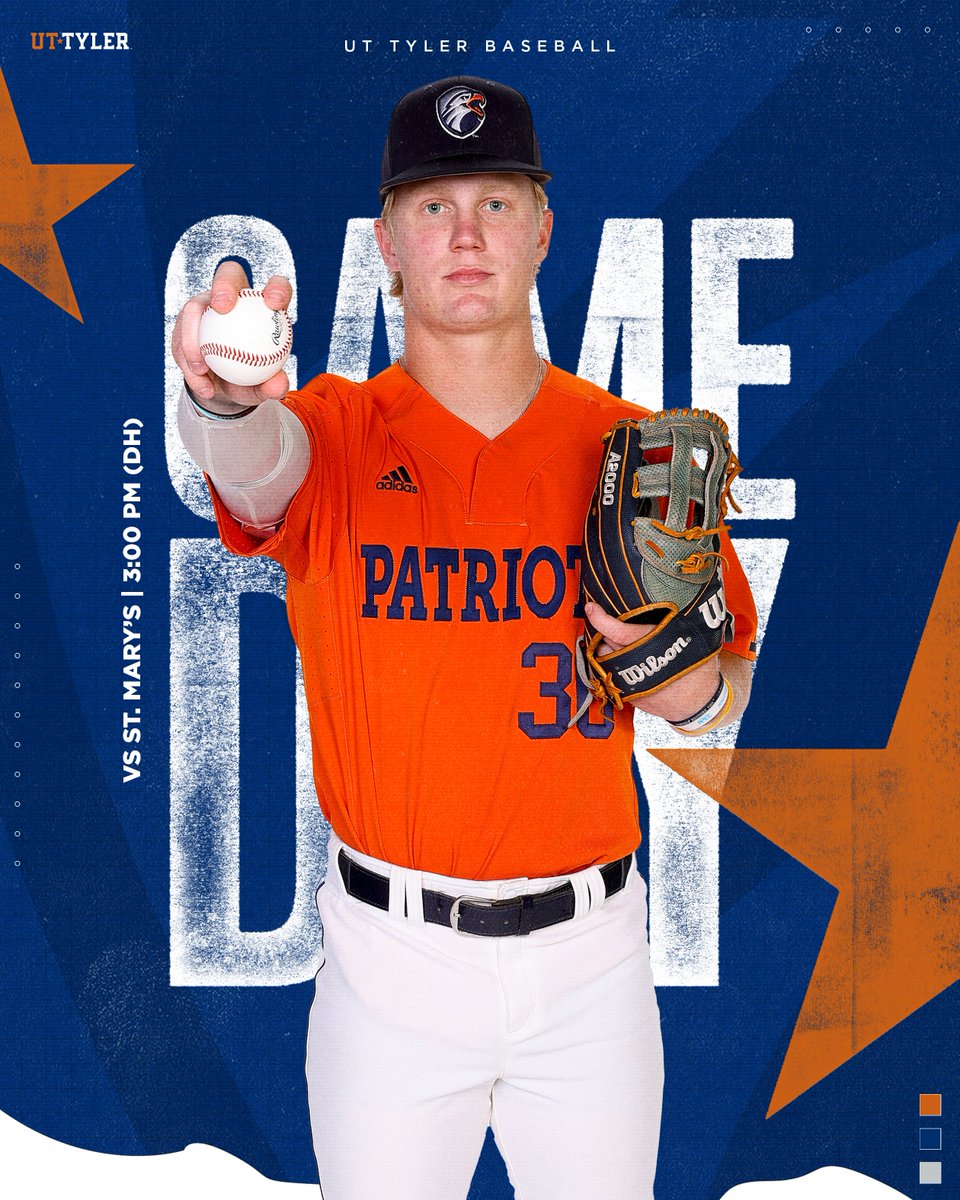 uttylerpatriots's tweet photo. BASE | IT'S GAMEDAY!

#3/5/6 @uttylerbaseball takes on St. Mary's in a doubleheader as they look to secure their fifth straight series win!

STATS: https://t.co/zVbEcdhmdz
STREAM: https://t.co/WHO4HGFcXs

#SwoopSwoop https://t.co/fMcUoXBhZq