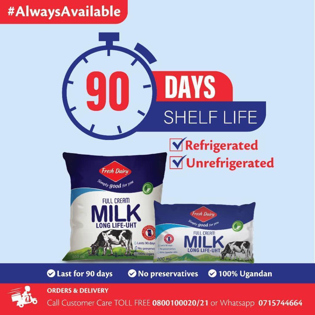 Have you grabed a pack of #FreshDairy’s long-life UHT milk?

👉90 Days, no need to refrigerate 
👉Tastes fresh &amp; creamy
👉Available countrywide at a store nearest to you

📲For orders, call 0800 100 020/21 or WhatsApp 0715 744 664