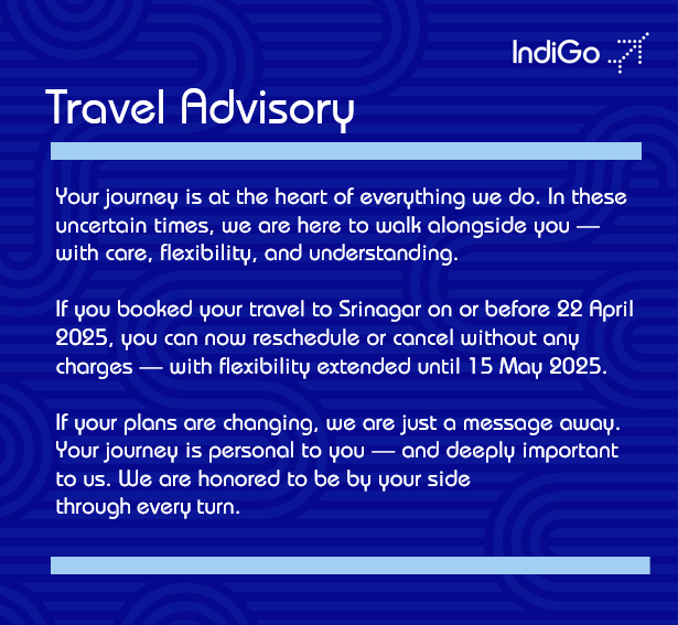 IndiGo6E's tweet image. #6ETravelAdvisory: We remain steadfast in providing full support during this time.