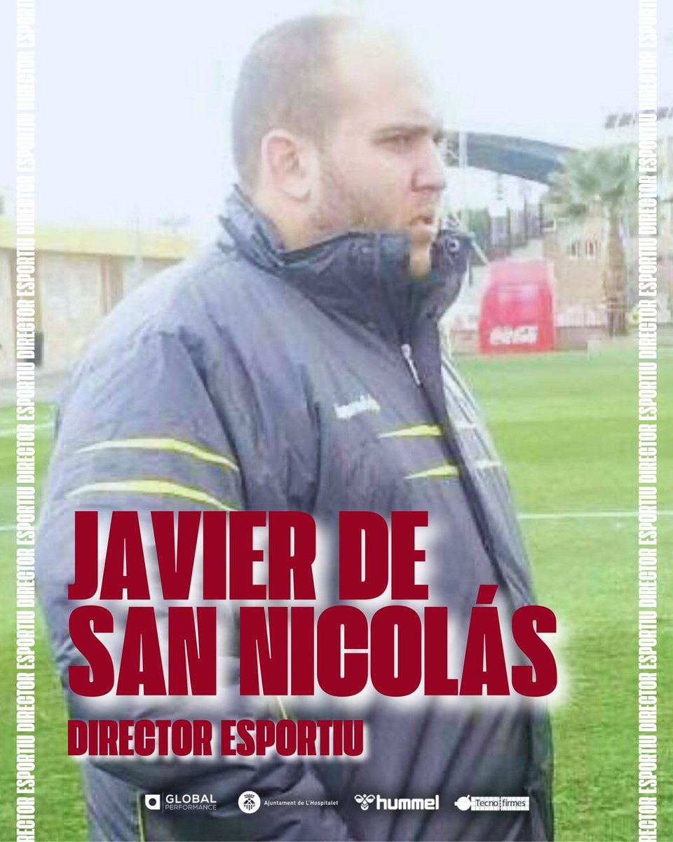 🔴 Donem la benvinguda al nou director esportiu: Javier De San Nicolás. Hospitalenc del barri del Centre ha treballat en diferents clubs de la ciutat, entre els quals el nostre, i del futbol català. Molta sort en aquesta nova etapa i benvingut!
