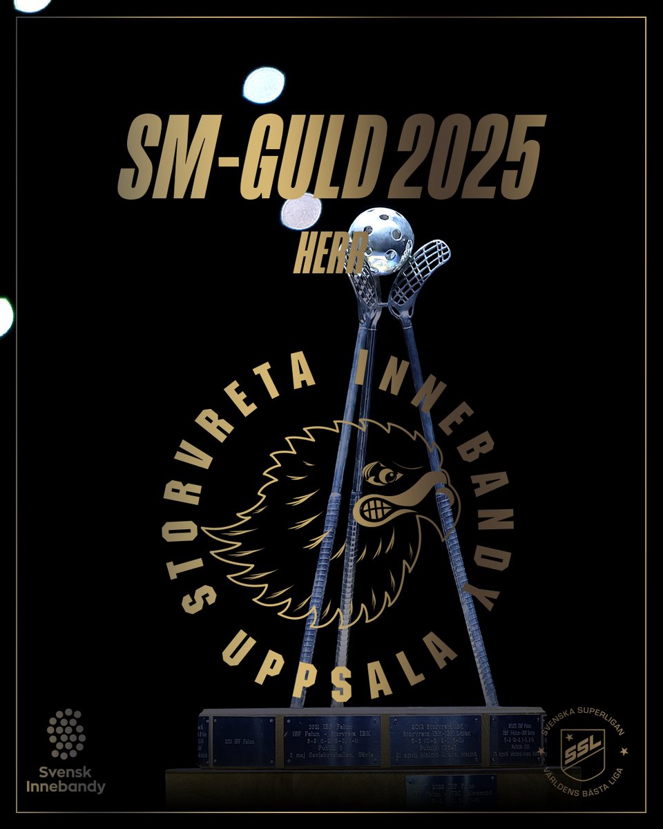 svenskinnebandy's tweet photo. 🏆 STORVRETA IBK ÄR SVENSKA MÄSTARE 🏆 Storvreta IBK vinner sitt nionde SM-guld i historien och tredje raka för den här guldsejouren.
#innebandy #folksporten #floorball #SSLse #smfinalen #allatillaviciiarena https://t.co/QOGyP2lVhZ