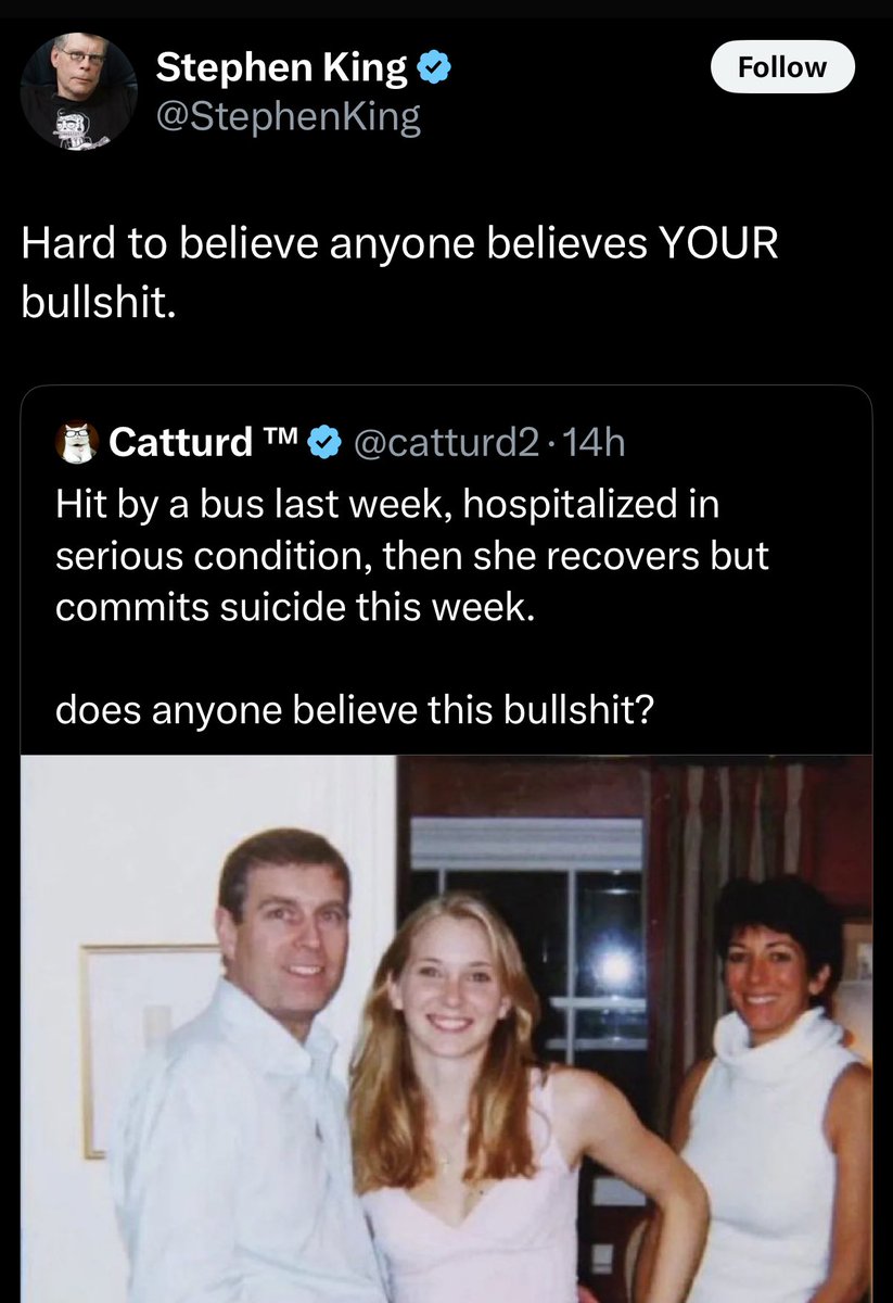 I’m starting to think Stephen King was an Epstein client…