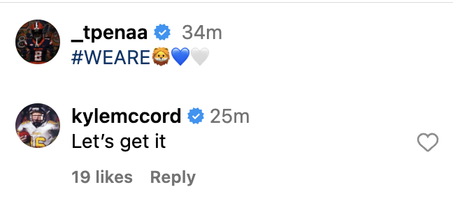 BrentAxeMedia's tweet image. Penn State always felt like the landing spot for former #Cuse WR Trebor Pena in the portal and Penn State it is. Thought it was noteworthy to point out someone who congratulated him as well.