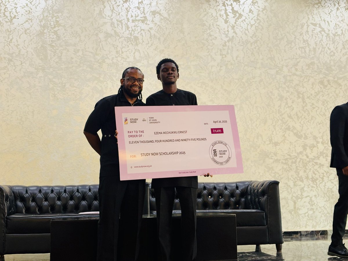 studynowuk's tweet photo. Scholarship Alert ๐จ Weโre thrilled to have awarded the Study Now Scholarship 2025 today in Abuja. Hereโs to chasing dreams and making them a reality! Congratulations once again to our amazing recipient โ the future is yours!
#StudyNow #StudyNowUK #StudyAbroad #StudyintheUK https://t.co/Z4eNc25nEe