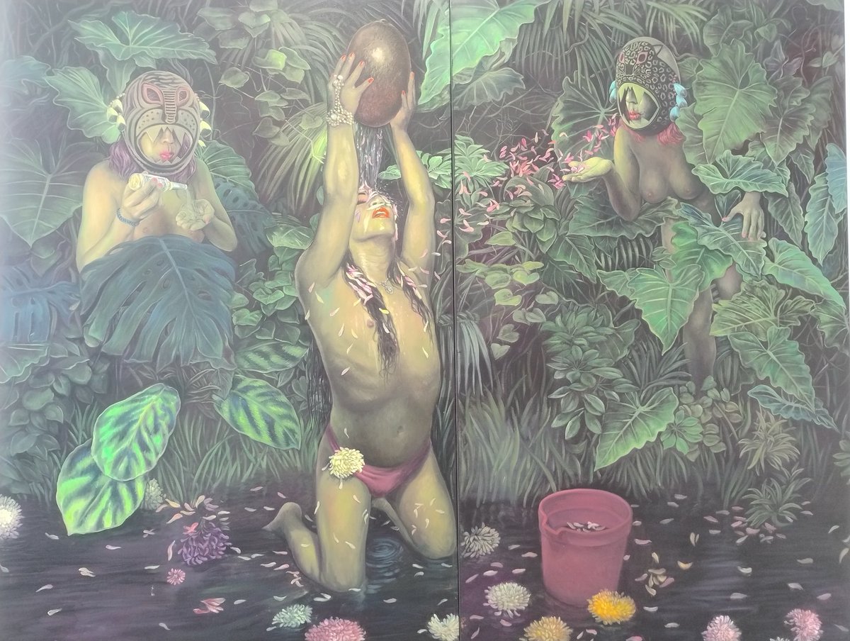 artenobel's tweet photo. “BAÑO DE FLORECIMIENTO” díptico de Christian Bendayán en el ⁦@museomaclima⁩ . ¿Detalles del film “Los Dioses deben estar Locos”?
(Título original en inglés: The Gods Must be crazy) https://t.co/U9AiuNB6mW