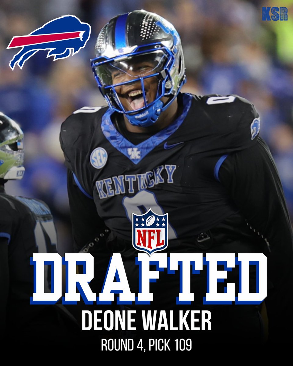 KSRonX's tweet image. For the second time in three days, the Bills have drafted a Kentucky Wildcat.
Welcome to Buffalo, Deone Walker!
on3.com/teams/kentucky…