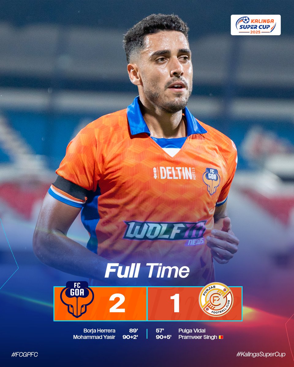 IndSuperLeague's tweet photo. @JioHotstar @IndianFootball @FCGoaOfficial @RGPunjabFC @StarSportsIndia @sahiltavora8 WHAT A COMEBACK FROM THE GAURS! 🤯🔥
@FCGoaOfficial head to the #KalingaSuperCup 2025 semi-finals! 🙌
#FCGPFC #IndianFootball #FCGoa #PunjabFC | @borjaherrera6 https://t.co/TJkj8mQsg1