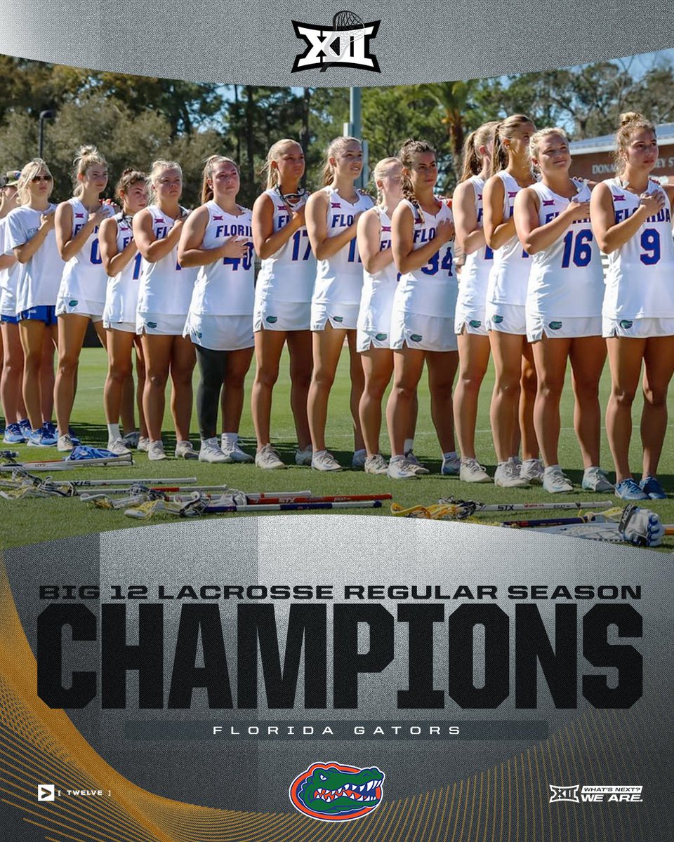 Big12Conference's tweet image. CHAMPS 🏆
Congratulations to @GatorsLAX for claiming the 2025 Big 12 Lacrosse Regular Season Championship.