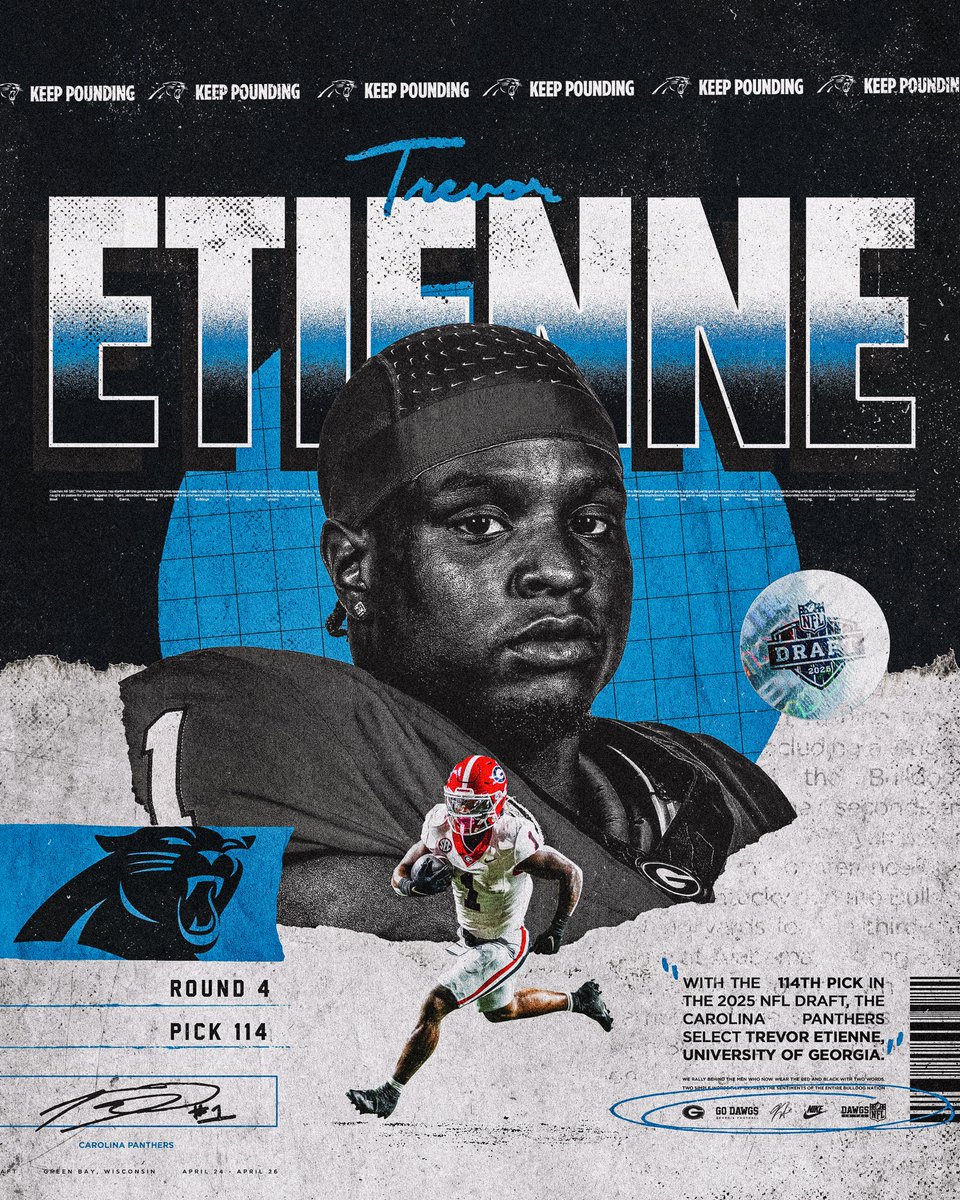 KEEP POUNDING ‼️ 

<a href="/Trevor_Etienne/">3.ti3nn.3 ⁶𓅓</a> is a Panther!

#GoDawgs | #NFLDraft