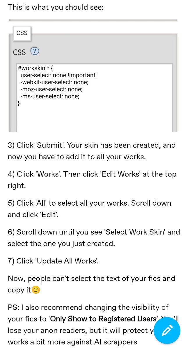 a Tumblr user gave a pretty good idea: add skins into your works. Here is the post, I'll be doing this with my fics 

🔗: tumblr.com/obstinatejules…