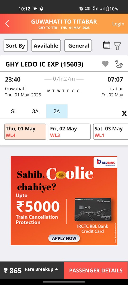 Beevootee's tweet photo. What kind of scam is this? Same date same train just the destination is different and see the availability of seats, there is a confirmed rail ticket option in booking apps, are these available tickets for that purpose? What is the reason behind this? @RailMinIndia @RailwaySeva https://t.co/jJJTuXINky