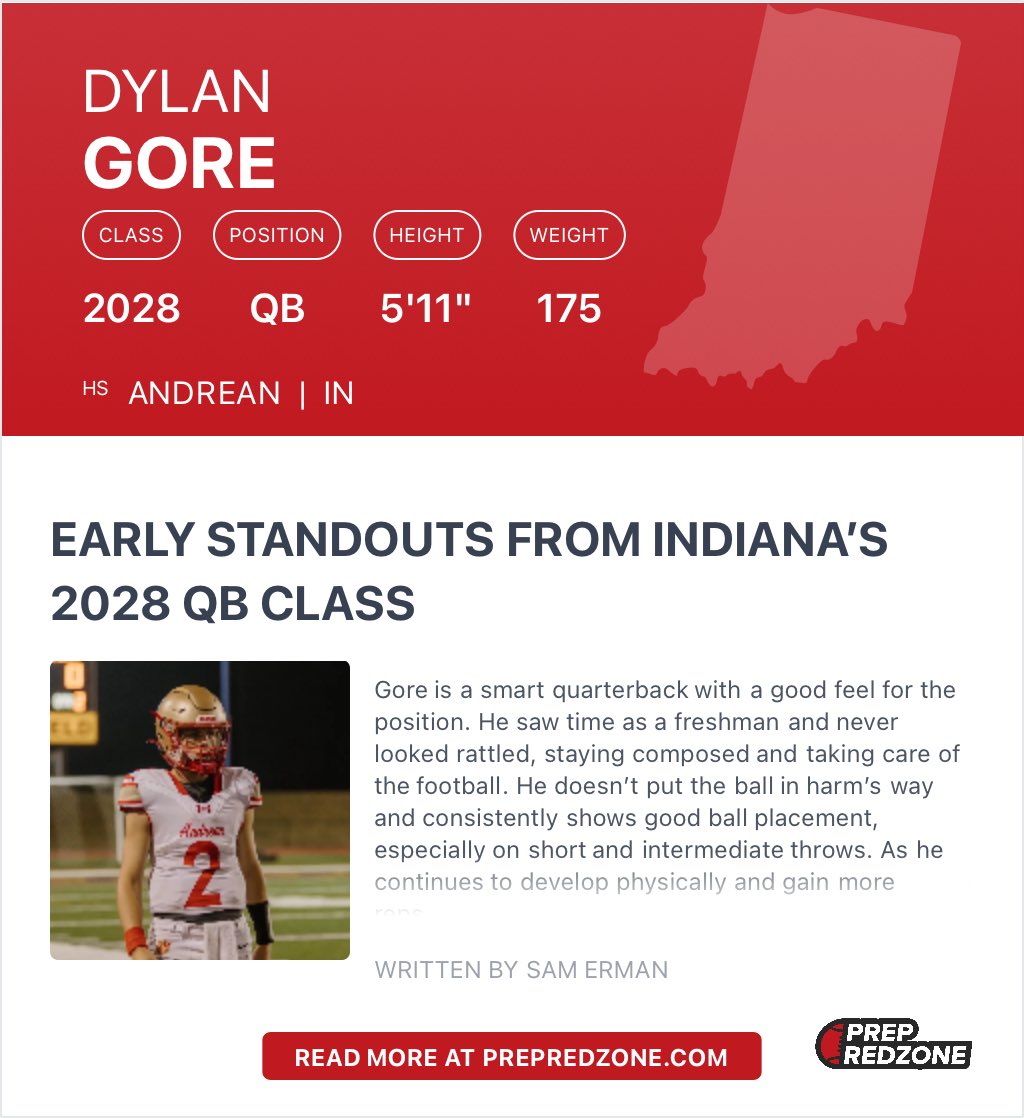 Dylan Gore (@dylangqb1) on Twitter photo Thanks <a href="/FFBallAllDay/">Sam Erman</a> <a href="/PrepRedzoneIN/">Prep Redzone Indiana</a> <a href="/PrepRedzone/">Prep Redzone 🏈</a> for the article. Excited to get back on the field this fall. <a href="/FootballAndrean/">Andrean Football</a> <a href="/petemonger/">Pete Monger</a> <a href="/ThrowItDeep/">Throw It Deep</a> <a href="/QBCoachPreston/">Preston Earl</a> <a href="/dacoachmohuddle/">Coach John G. Maurek</a> <a href="/NolanLedCFB/">Nolan Lederman</a> <a href="/CoachHinshaw/">Darin Hinshaw</a> Thanks <a href="/FFBallAllDay/">Sam Erman</a> <a href="/PrepRedzoneIN/">Prep Redzone Indiana</a> <a href="/PrepRedzone/">Prep Redzone 🏈</a> for the article. Excited to get back on the field this fall. <a href="/FootballAndrean/">Andrean Football</a> <a href="/petemonger/">Pete Monger</a> <a href="/ThrowItDeep/">Throw It Deep</a> <a href="/QBCoachPreston/">Preston Earl</a> <a href="/dacoachmohuddle/">Coach John G. Maurek</a> <a href="/NolanLedCFB/">Nolan Lederman</a> <a href="/CoachHinshaw/">Darin Hinshaw</a>