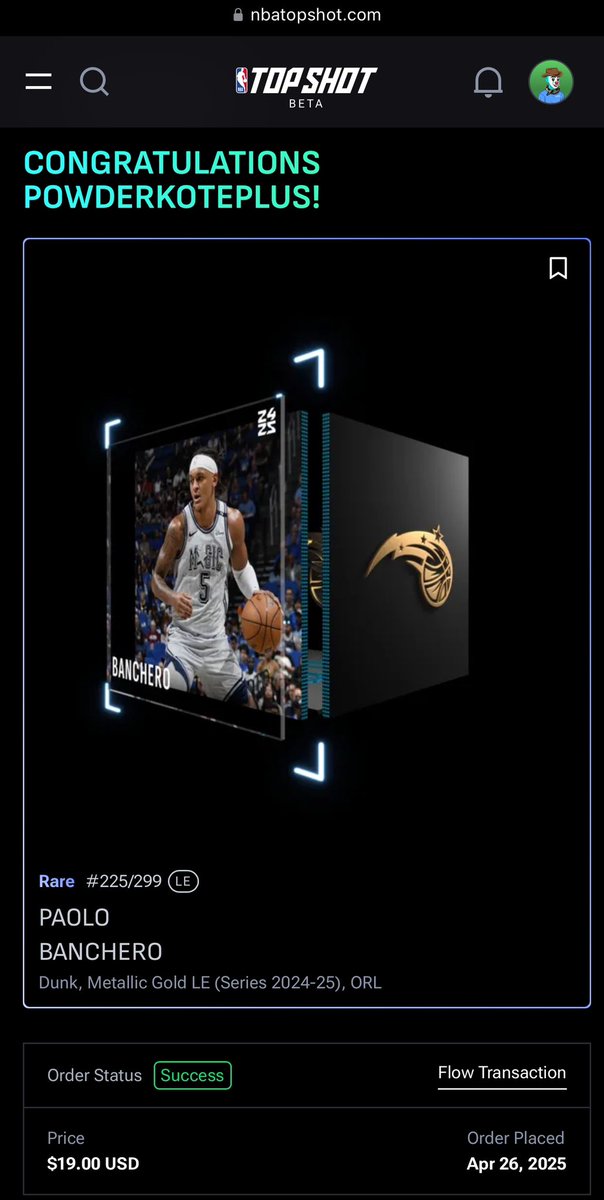 magictopshotnow's tweet photo. After last nights game seeing my team win a home playoff game I had to make this deal of a purchase this morning. I know @coultin wanted to see who’s been buying what but to me this is a grail @NBATopShot @collctn_connctn @PacksPinstripes #whatadeal #nbatopshotthis @TheFirstMint https://t.co/hoNgDJL7TB