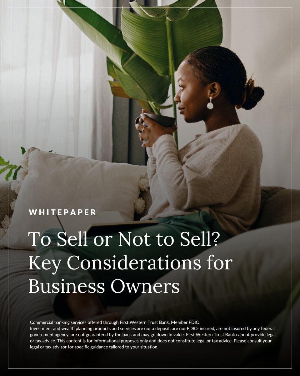 MyFirstWestern's tweet image. Deciding to sell requires careful evaluation of personal goals, financial health, and market conditions. Our guide provides valuable insights to help you navigate this important process.

hubs.la/Q03g1gGF0

#BusinessSale #ExitStrategy #BusinessOwners #SellYourBusiness