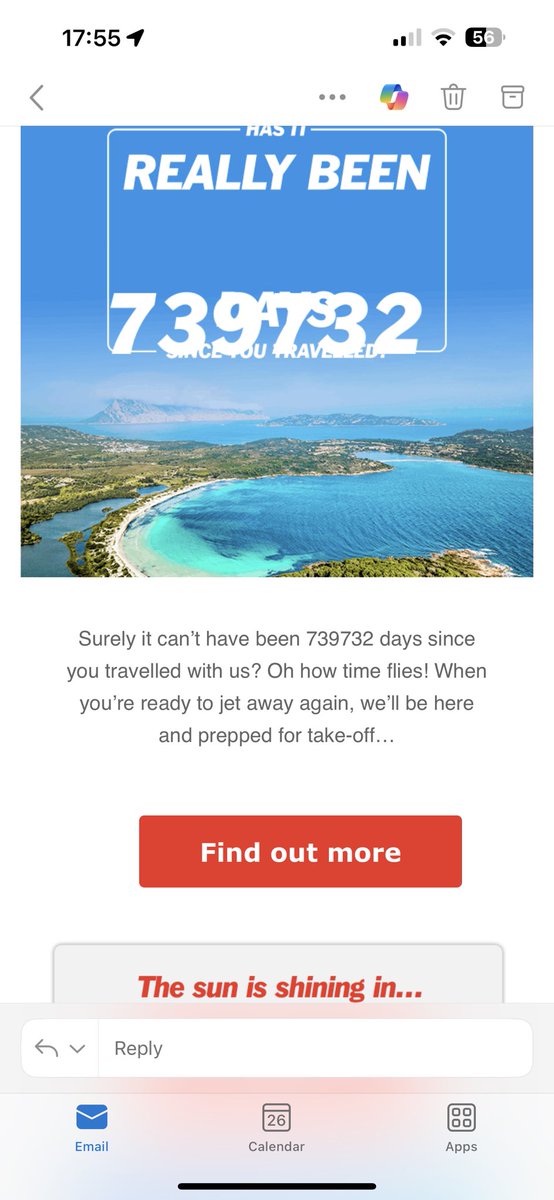 Chris Corkindale (@chriscorkindale) on Twitter photo It’s definitely not 739732 days since I travelled with you <a href="/jet2tweets/">Jet2tweets</a> as I haven’t been alive for the 2027 years this would take to achieve! 🤣🤣 It’s definitely not 739732 days since I travelled with you <a href="/jet2tweets/">Jet2tweets</a> as I haven’t been alive for the 2027 years this would take to achieve! 🤣🤣