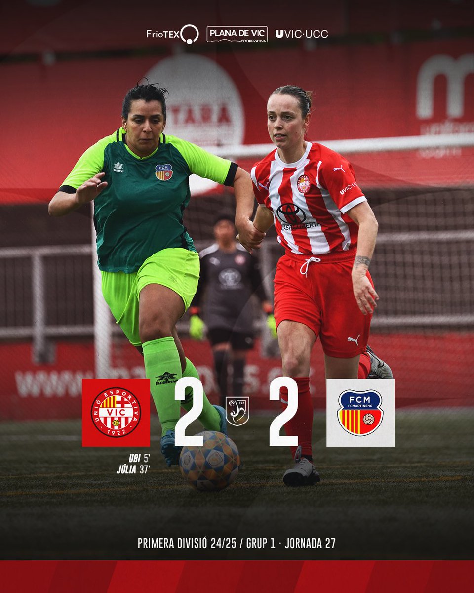 Empat lluitat a casa ⚔️

#SomUEVic 🔴⚪️
#futfem | #futbolcat