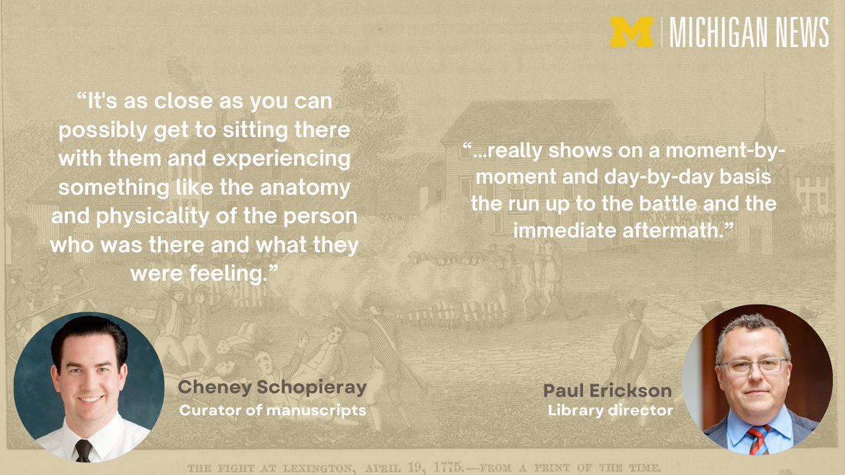 Michigan News (@umichigannews) on Twitter photo Cheney Schopieray, curator of manuscripts, on the <a href="/ClementsLibrary/">UM Clements Library</a> "Bloody Work: Lexington and Concord 1775" exhibit. Library director Paul Erickson said while many exhibits nationwide are celebrating the 250th anniversary of the American Revolution, this one is special. via Cheney Schopieray, curator of manuscripts, on the <a href="/ClementsLibrary/">UM Clements Library</a> "Bloody Work: Lexington and Concord 1775" exhibit. Library director Paul Erickson said while many exhibits nationwide are celebrating the 250th anniversary of the American Revolution, this one is special. via
