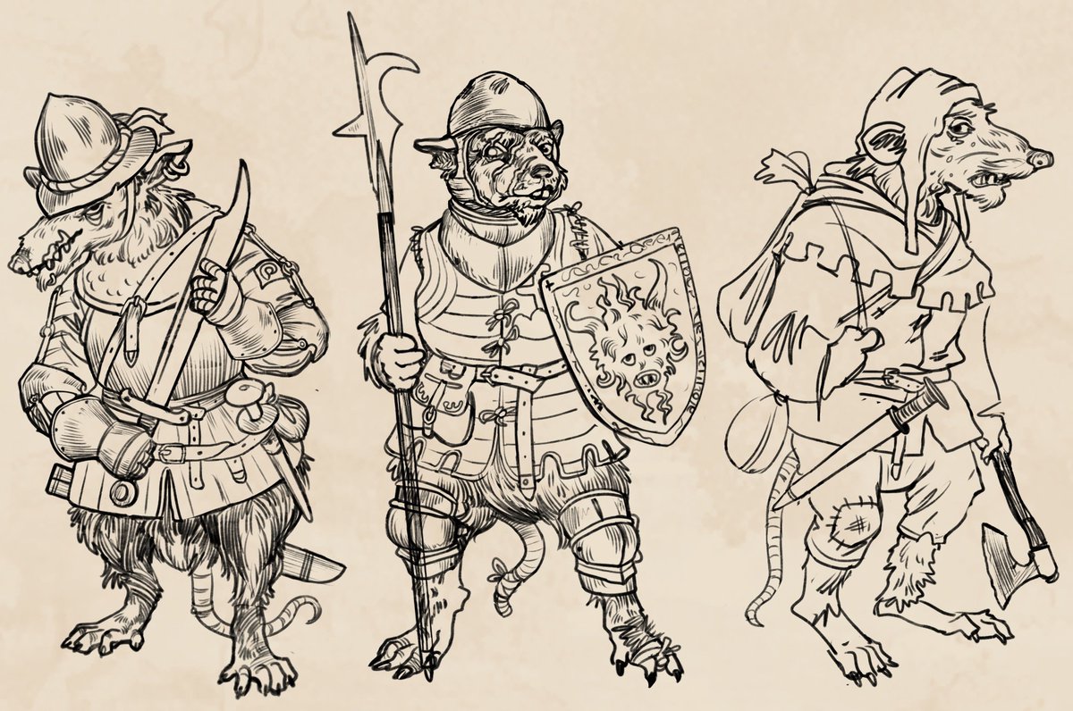 celezart's tweet image. Drawing in progress - band of medieval rat bandits inspired by KCD game. Three types of bandits, I guess it could be fun.
#KCD2
