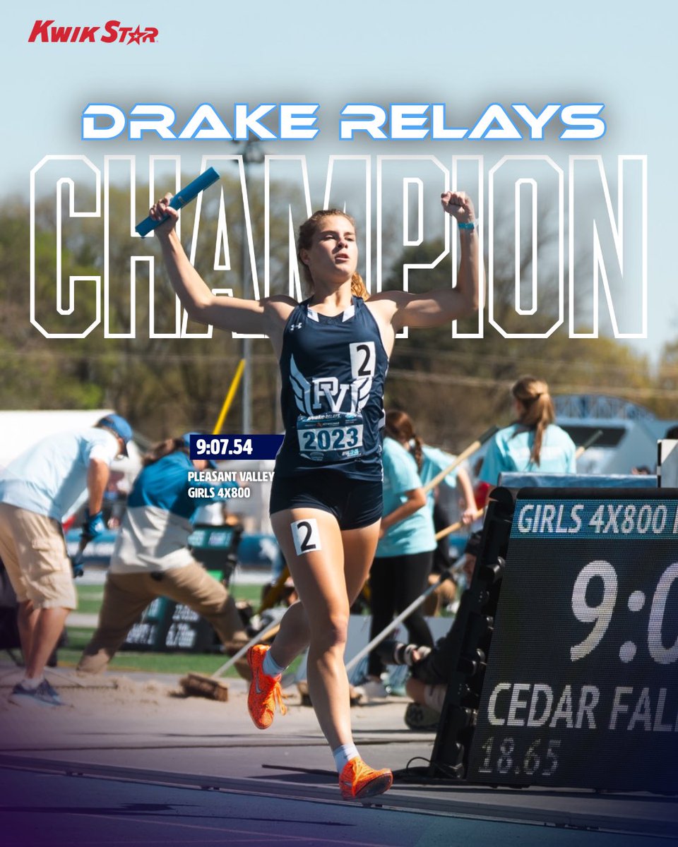 🚨𝗗𝗥𝗔𝗞𝗘 𝗥𝗘𝗟𝗔𝗬𝗦 𝗖𝗛𝗔𝗠𝗣𝗜𝗢𝗡𝗦🚨

PLEASANT VALLEY TAKES HOME THE 4x800 GIRLS CHAMPIONSHIP 🔥

#iahstrk Luke Patton