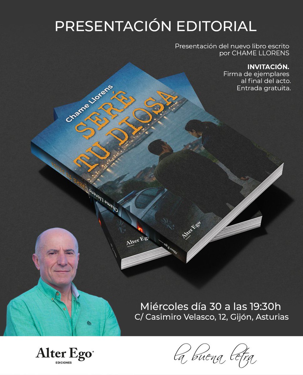 AlterEgoEdicion's tweet photo. Presentación editorial. 
#novelanegra #Asturias #Gijon #libros #AlterEgoediciones https://t.co/aHdkyMg0hk